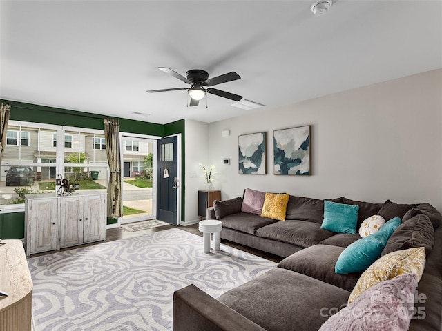 32 Benedict Ln, Weaverville, NC 28787 - living area featuring ceiling fan, baseboards, and wood finished floors