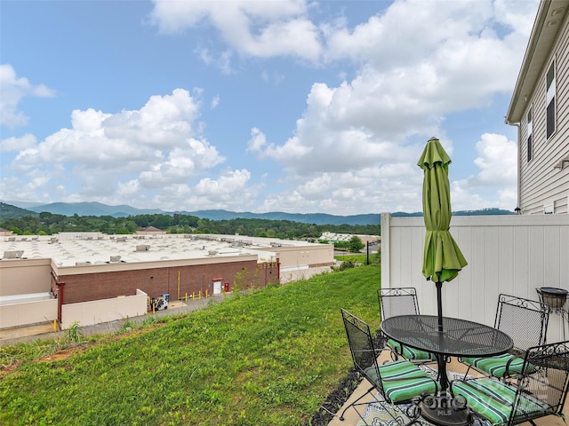 32 Benedict Ln, Weaverville, NC 28787 - view of grassy yard featuring a mountain view and outdoor dining area