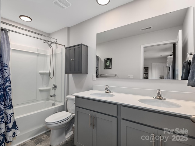 32 Benedict Ln, Weaverville, NC 28787 - full bath with toilet, double vanity, and shower / tub combo with curtain
