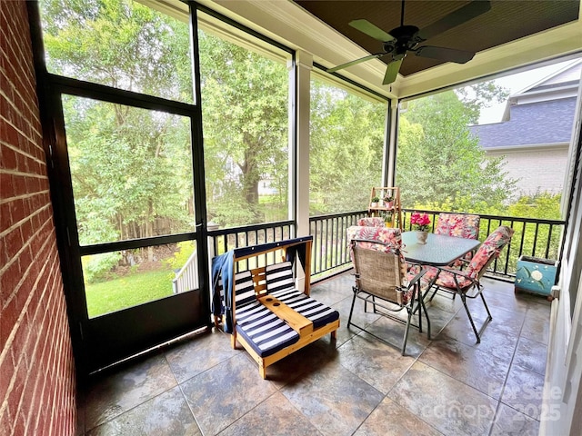 1025 N Sharon Amity Rd, Charlotte, NC 28211 - sunroom / solarium featuring a ceiling fan and outdoor dining area