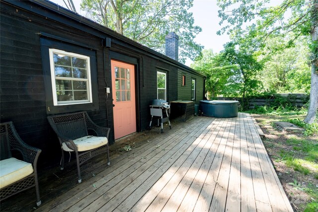 17 Springdale Ave, Asheville, NC 28803 - wooden deck with a hot tub and grilling area