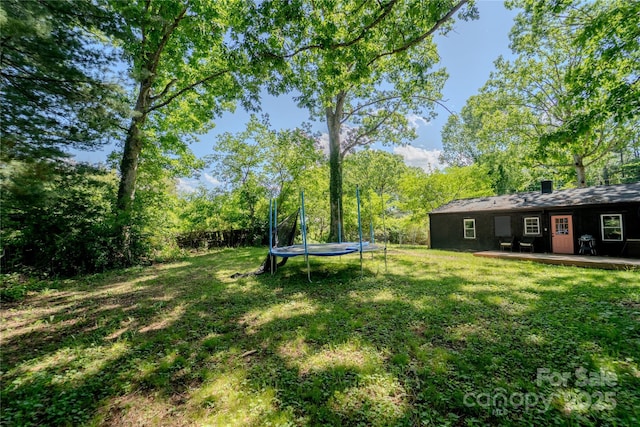 17 Springdale Ave, Asheville, NC 28803 - view of grassy yard with a trampoline and a deck