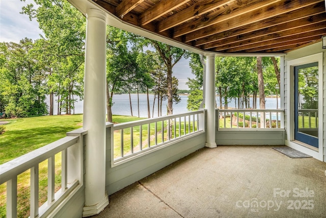 302 NW Dr, Davidson, NC 28036 - porch featuring a water view