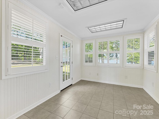 17835 Terryglass Ln, Charlotte, NC 28278 - unfurnished sunroom featuring ornamental molding, baseboards, and tile patterned floors