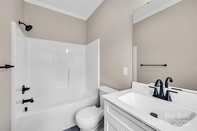 160 Wayne Gobble Rd, Linwood, NC 27299 - full bath with toilet, vanity, crown molding, and bathtub / shower combination