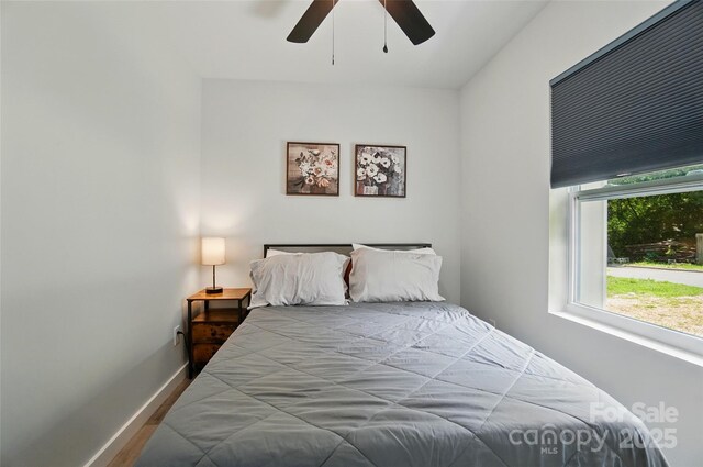 13821 David St, Huntersville, NC 28078 - bedroom with wood finished floors, baseboards, and ceiling fan