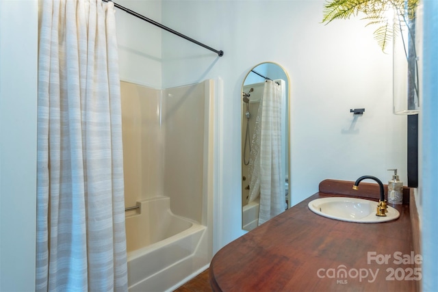528 Padgettown Rd, Black Mountain, NC 28711 - full bath with a sink and shower / bath combination with curtain