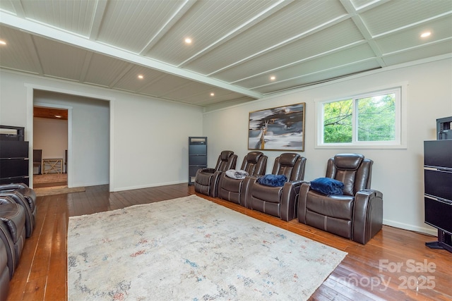 528 Padgettown Rd, Black Mountain, NC 28711 - cinema room featuring hardwood / wood-style flooring, recessed lighting, and baseboards