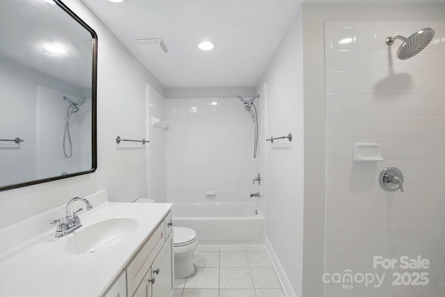1315 E Blvd Unit 611, Charlotte, NC 28203 - full bathroom featuring vanity, tile patterned floors, recessed lighting, and shower / tub combination