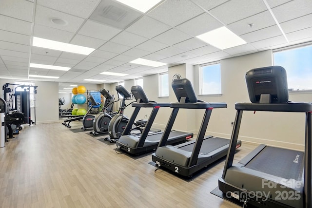 1315 E Blvd Unit 611, Charlotte, NC 28203 - gym with wood finished floors and a drop ceiling