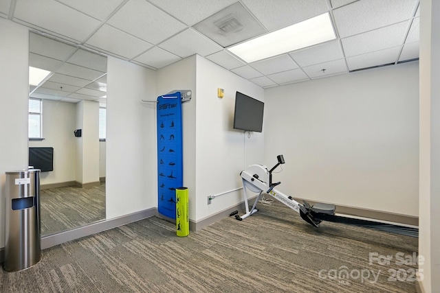1315 E Blvd Unit 611, Charlotte, NC 28203 - workout area with carpet floors and a drop ceiling