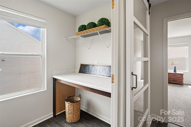 3092 Riker St, Clover, SC 29710 - walk in closet featuring dark wood finished floors and a barn door