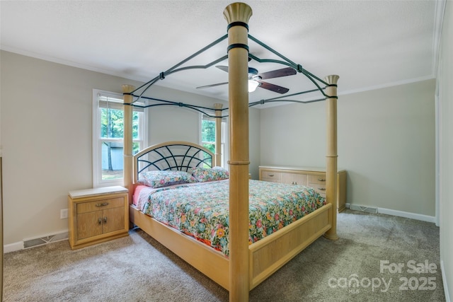 2434 Olewoods Ct, Rock Hill, SC 29732 - bedroom featuring carpet flooring, crown molding, baseboards, and a ceiling fan