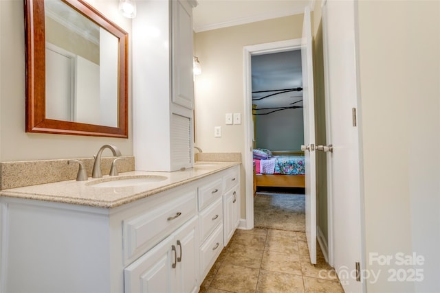 2434 Olewoods Ct, Rock Hill, SC 29732 - full bath with double vanity, ornamental molding, and connected bathroom