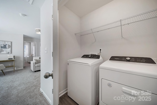 240 Briana Marie Way, Indian Trail, NC 28079 - laundry area featuring separate washer and dryer, carpet, and baseboards