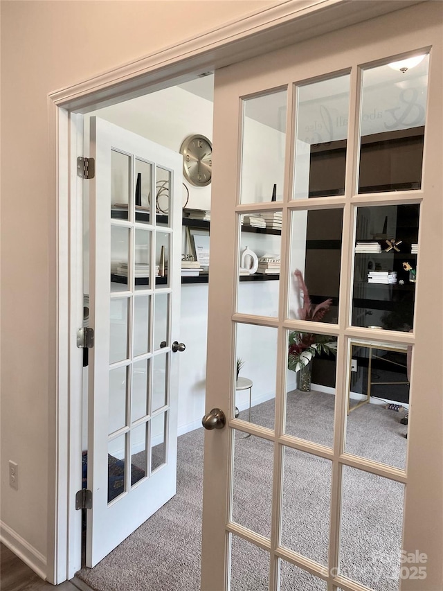 7024 Wheyfield Dr, Charlotte, NC 28215 - detailed view of carpet floors, french doors, and baseboards