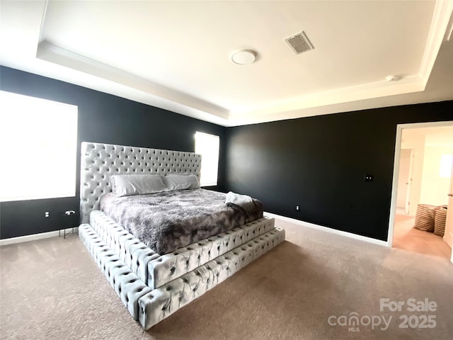 7024 Wheyfield Dr, Charlotte, NC 28215 - bedroom with a tray ceiling, carpet flooring, and baseboards