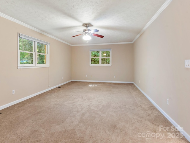 18 Westbridge Dr, Hendersonville, NC 28739 - carpeted spare room featuring ceiling fan, crown molding, baseboards, and a textured ceiling