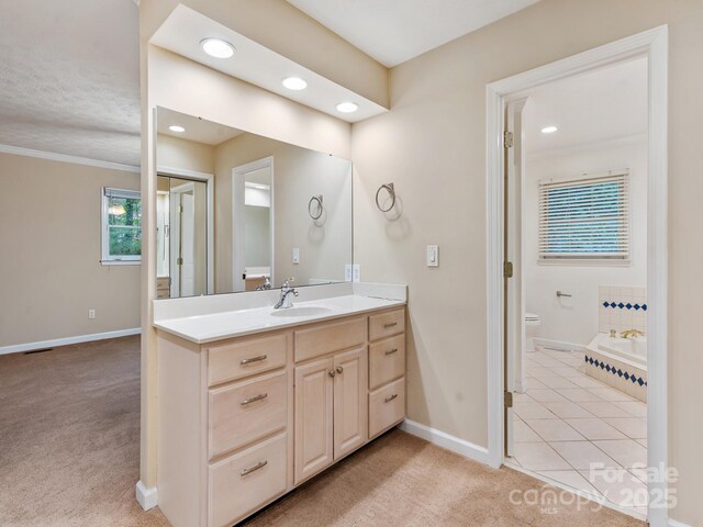 18 Westbridge Dr, Hendersonville, NC 28739 - full bath with vanity, baseboards, toilet, a bath, and recessed lighting