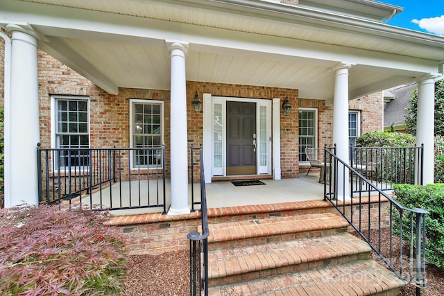 16714 Hammock Creek Pl, Charlotte, NC 28278 - entrance to property featuring a porch and brick siding