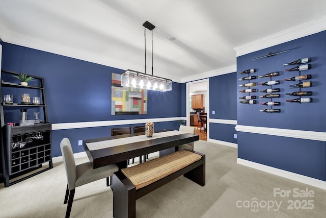 16714 Hammock Creek Pl, Charlotte, NC 28278 - carpeted dining room with ornamental molding and baseboards