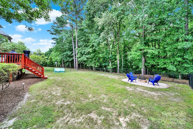 16714 Hammock Creek Pl, Charlotte, NC 28278 - view of yard with an outdoor fire pit and a patio