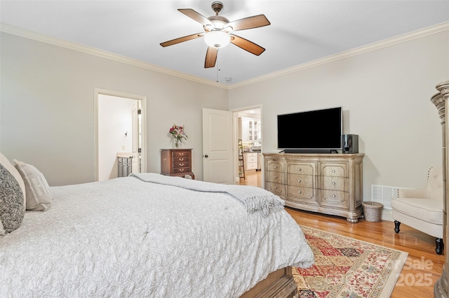 51 Cherry Ridge Ln, Weaverville, NC 28787 - bedroom featuring ornamental molding, light wood-type flooring, and ceiling fan