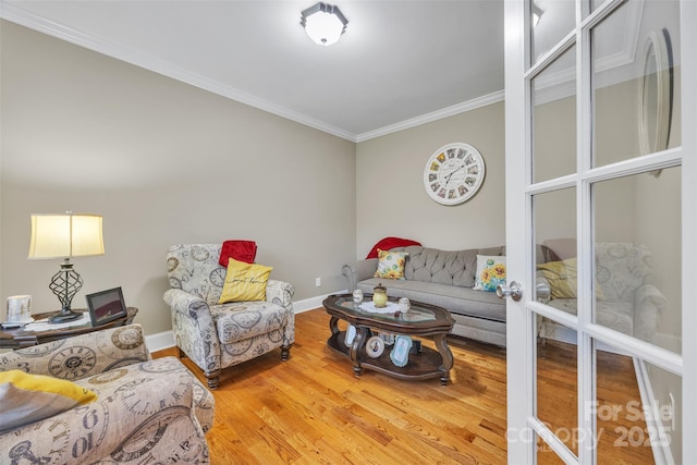 604 Gwendolyn Ct, Granite Falls, NC 28630 - living room with ornamental molding, wood finished floors, and french doors