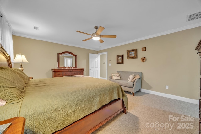 604 Gwendolyn Ct, Granite Falls, NC 28630 - carpeted bedroom featuring ornamental molding and a ceiling fan