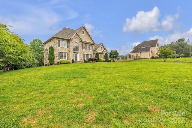 604 Gwendolyn Ct, Granite Falls, NC 28630 - view of front of house with a front yard and brick siding