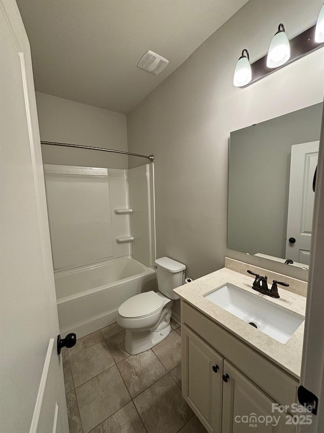 9236 Ainslie Downs St, Charlotte, NC 28273 - bathroom featuring vanity, toilet, shower / tub combination, and tile patterned floors