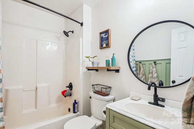 2843 Startown Rd, Lincolnton, NC 28092 - bathroom featuring vanity, toilet, and shower / washtub combination