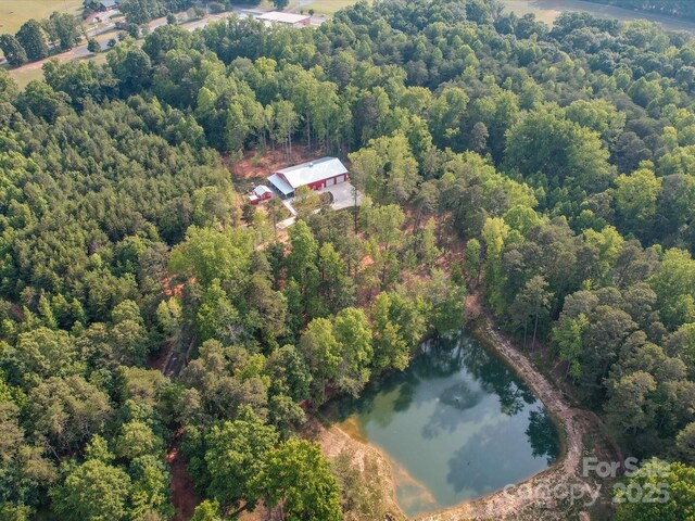 574 Crescent Rd, Rockwell, NC 28138 - aerial view of property and surrounding area featuring a heavily wooded area and a nearby body of water