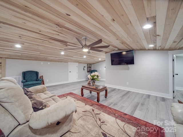 574 Crescent Rd, Rockwell, NC 28138 - living room with ceiling fan, light wood-type flooring, recessed lighting, and baseboards