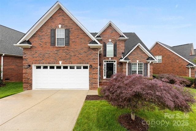 2563 Firethorn Ct, Gastonia, NC 28056 - traditional-style house featuring a garage, brick siding, and driveway