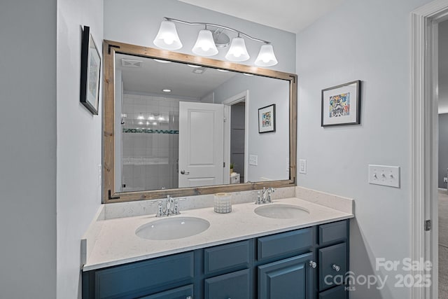 7331 Millstone Cir SW, Concord, NC 28025 - full bathroom featuring double vanity and tiled shower