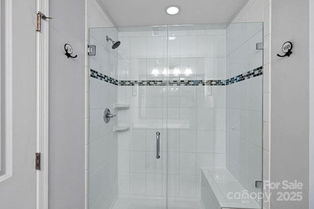 7331 Millstone Cir SW, Concord, NC 28025 - bathroom featuring a shower stall and recessed lighting