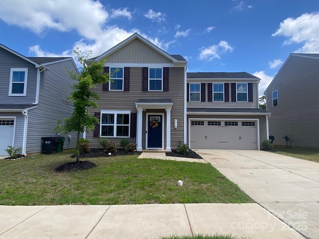 3113 Bouquet St, Charlotte, NC 28215 - traditional-style house with an attached garage, driveway, a front lawn, and board and batten siding