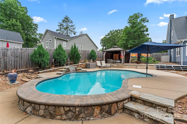 509 N Oak St, Lincolnton, NC 28092 - view of pool featuring a gazebo, a patio, and a fenced backyard