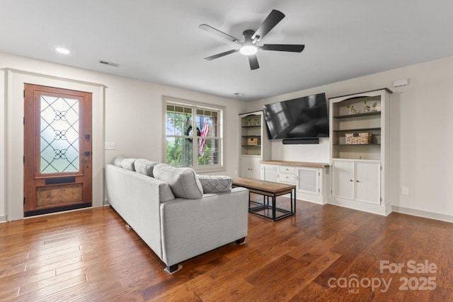 632 Skyland Dr N, Mount Pleasant, NC 28124 - living area featuring ceiling fan, wood finished floors, and recessed lighting