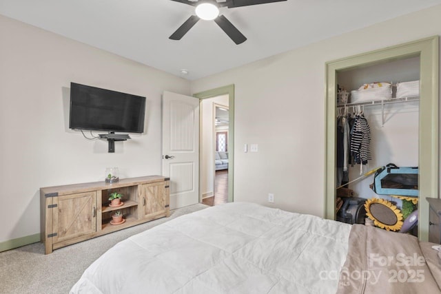 632 Skyland Dr N, Mount Pleasant, NC 28124 - carpeted bedroom featuring a closet, a ceiling fan, and baseboards