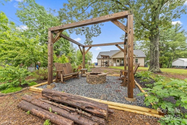 632 Skyland Dr N, Mount Pleasant, NC 28124 - view of patio featuring an outdoor fire pit