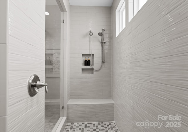 2236 Prairie Rd, Concord, NC 28027 - bathroom featuring tiled shower and tile patterned flooring
