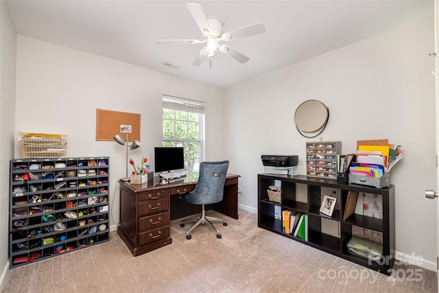 16121 Wrights Ferry Rd, Charlotte, NC 28278 - office area with carpet flooring, baseboards, and ceiling fan