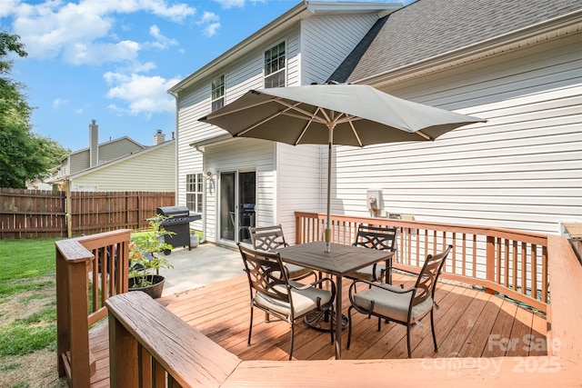 16121 Wrights Ferry Rd, Charlotte, NC 28278 - wooden deck featuring outdoor dining area and grilling area