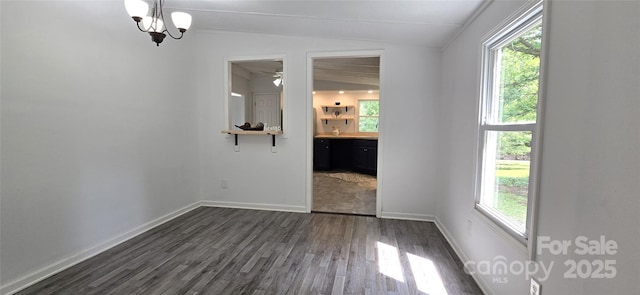 6140 Barclay Ln, Clover, SC 29710 - unfurnished dining area featuring plenty of natural light, dark wood-style floors, lofted ceiling, and baseboards