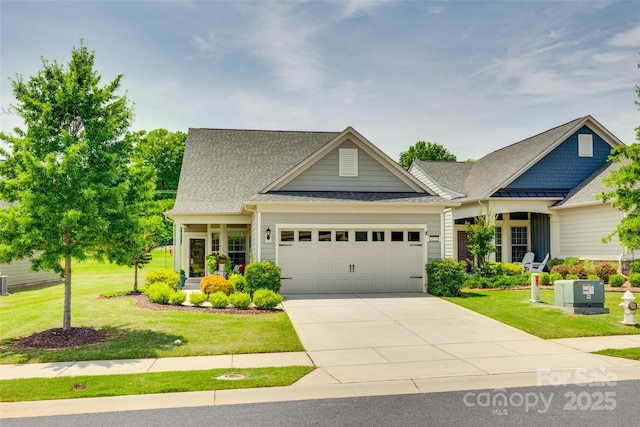 4511 Middlebury Ln, Fort Mill, SC 29715 - craftsman house with a garage, a front lawn, concrete driveway, and a shingled roof