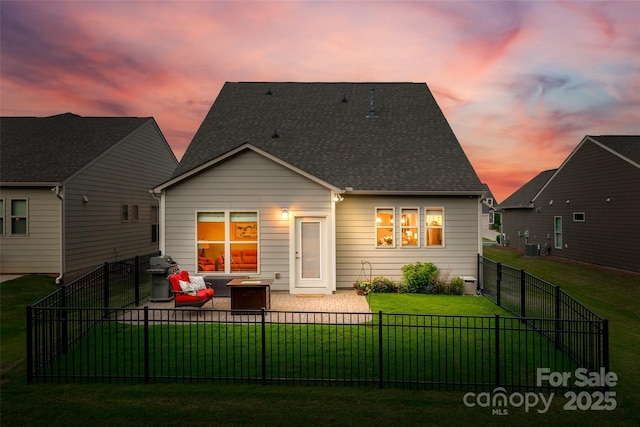 4511 Middlebury Ln, Fort Mill, SC 29715 - rear view of property featuring a patio area, a shingled roof, and cooling unit