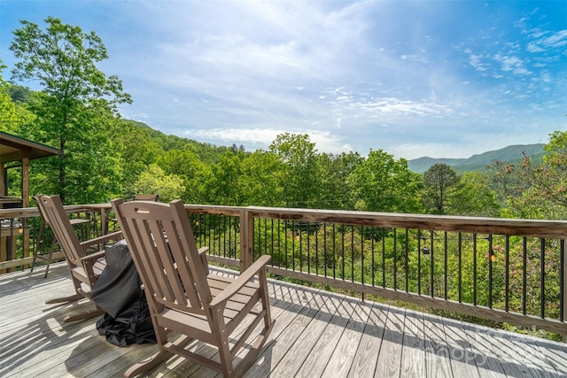 354 Ivy Ridge Cir, Sylva, NC 29779 - deck featuring a mountain view and a wooded view
