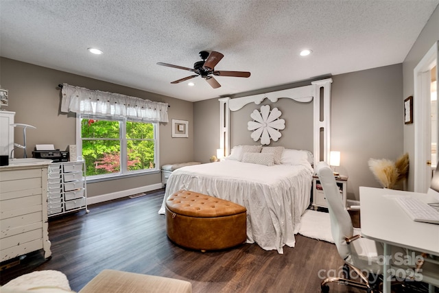 354 Ivy Ridge Cir, Sylva, NC 29779 - bedroom featuring wood finished floors, a textured ceiling, recessed lighting, baseboards, and a ceiling fan
